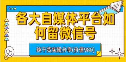 《各大自媒体平台如何留微信号》视频学习详细实操教学资料[MP4/29MB]百度云网盘下载